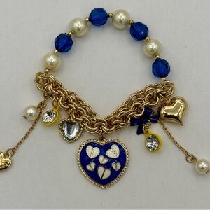 Gold Blue & Yellow Heart Charm Bracelet! 💙💛💙